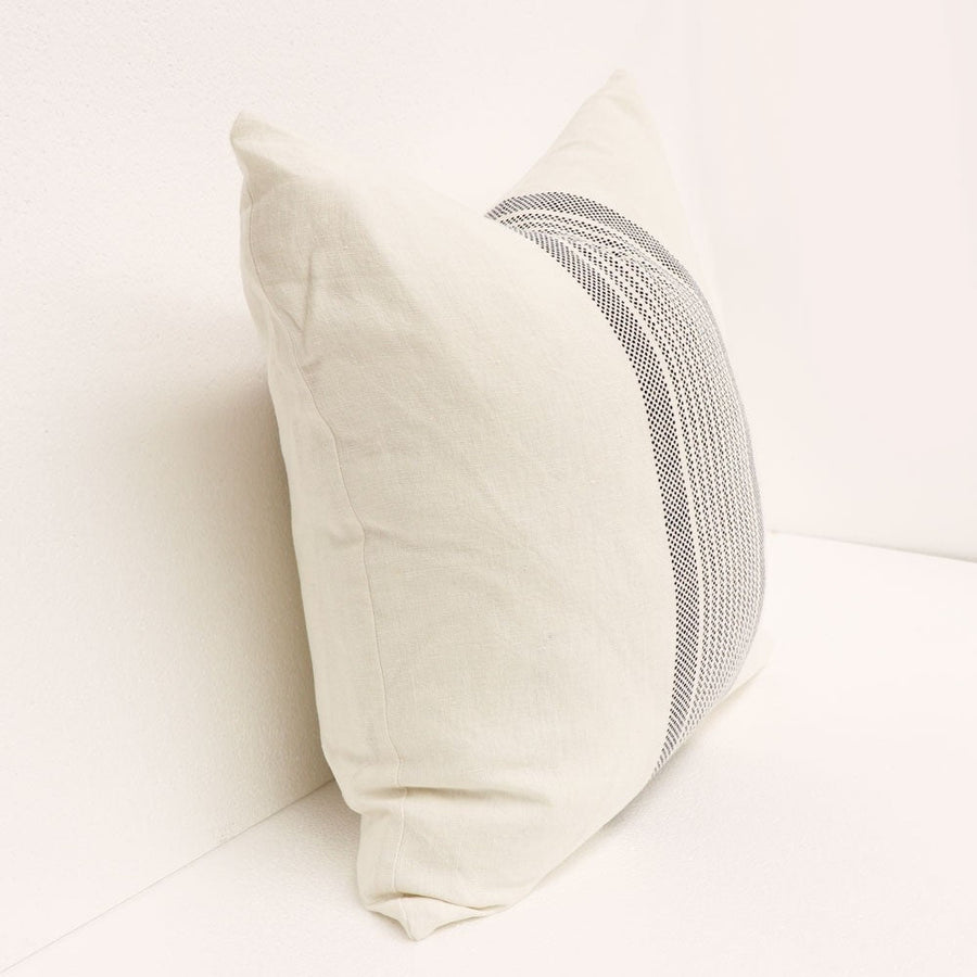 White Linen Soft Indigo Stripe Cushion