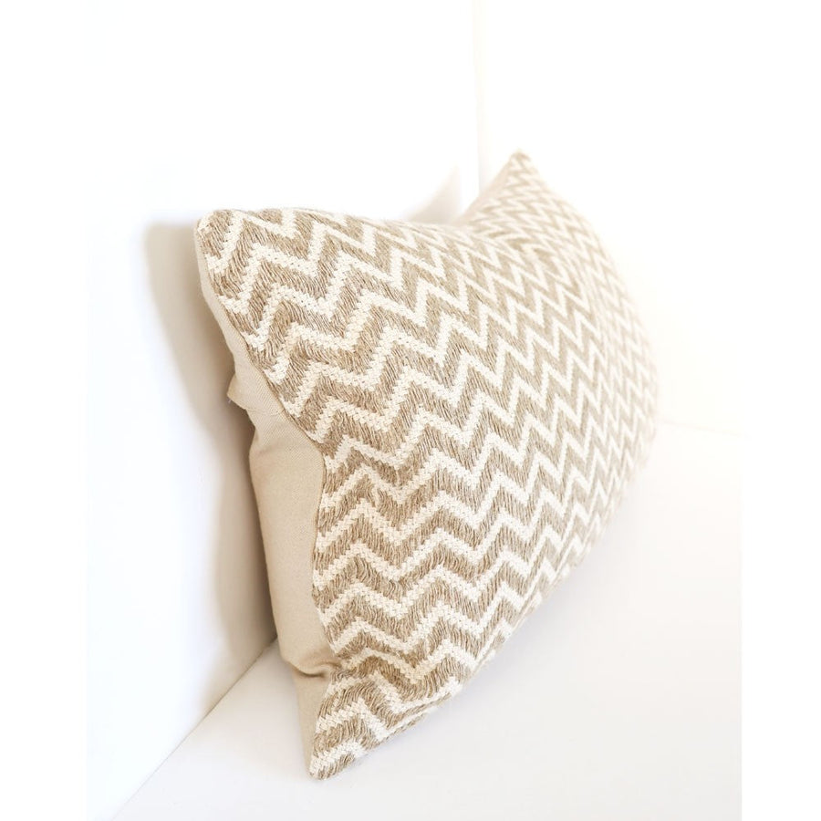 Zig Zag Rectangle Cushion - Natural & Cream