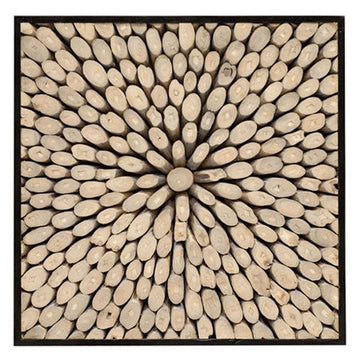 Square Framed Charred Teak Wall Decor