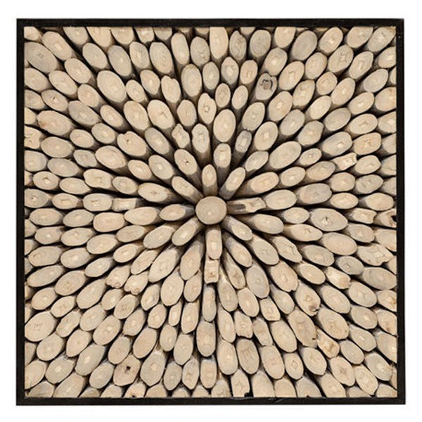 Square Framed Charred Teak Wall Decor