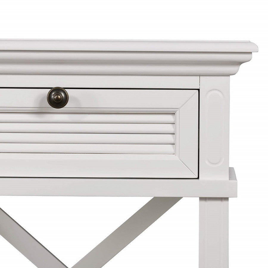 Malibu White One Drawer Bedside Table.