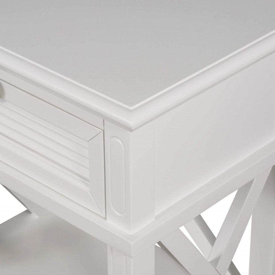 Malibu White One Drawer Bedside Table.