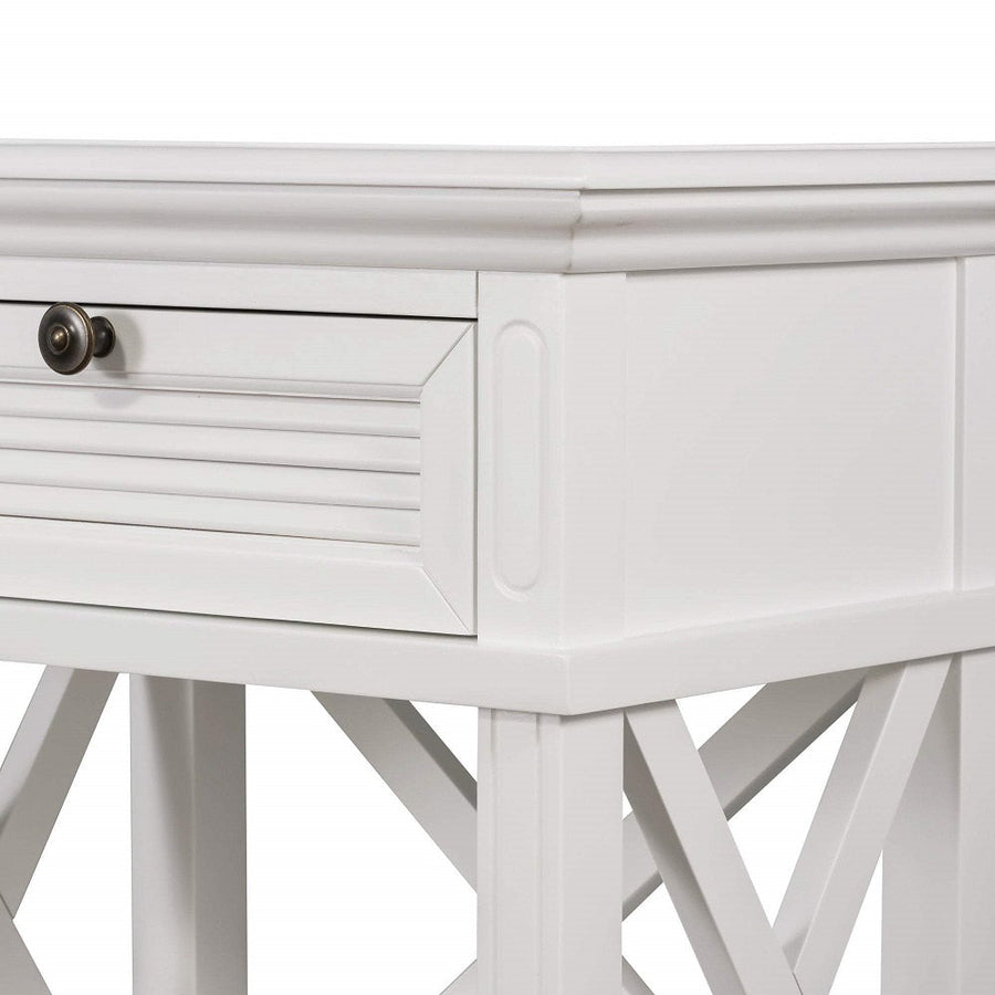 Malibu White One Drawer Bedside Table.