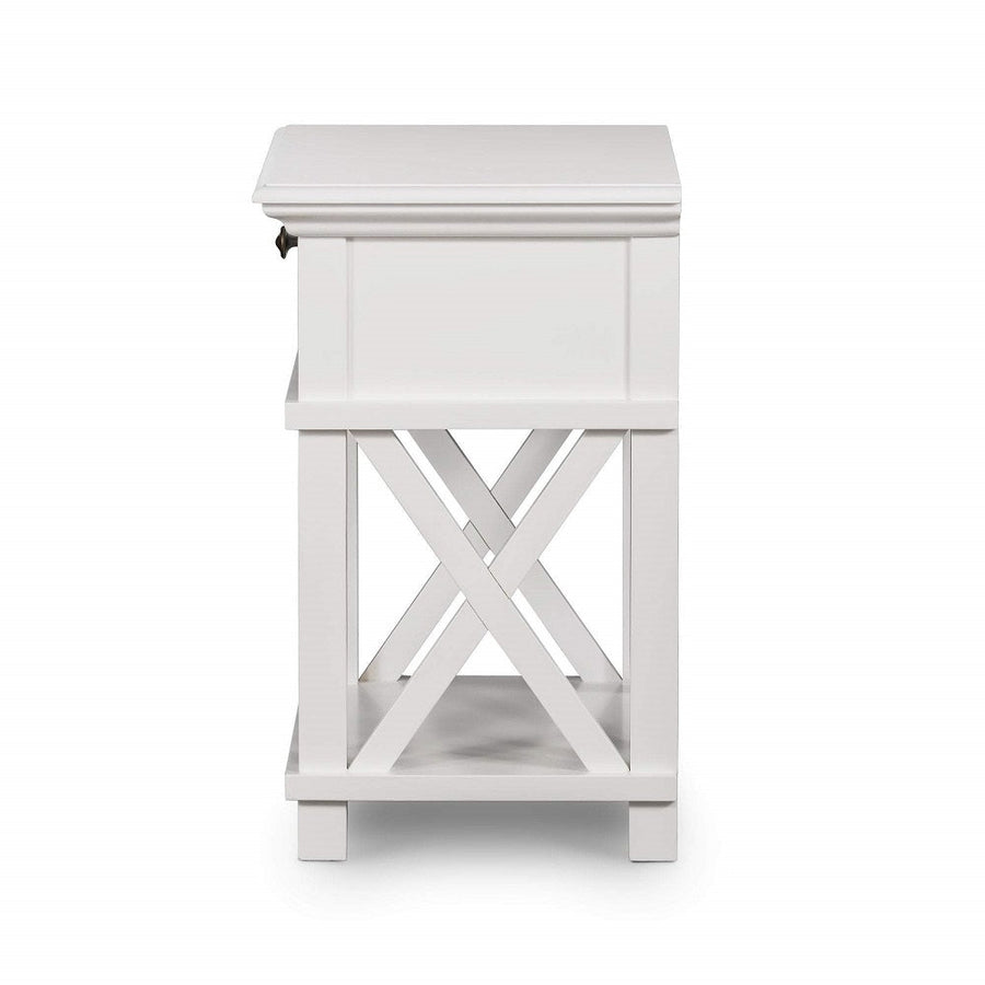 Malibu White One Drawer Bedside Table.