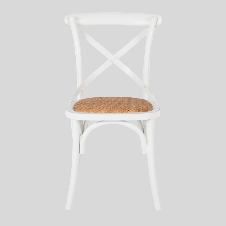 Aged White & Natural Rattan Crossback Dining Chair