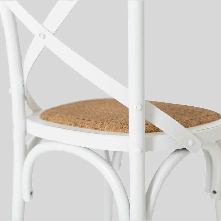 Aged White & Natural Rattan Crossback Dining Chair